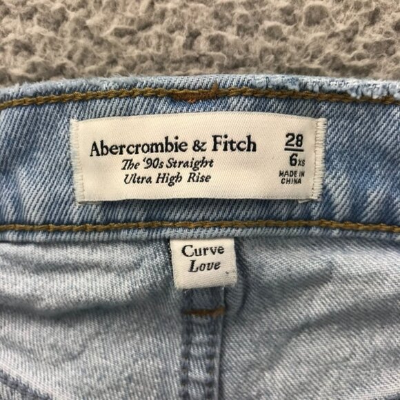 ABERCROMBIE Womens Size 28/6 XS The 90s Straight Ultra High Rise Split Hem Jeans - Picture 8 of 16